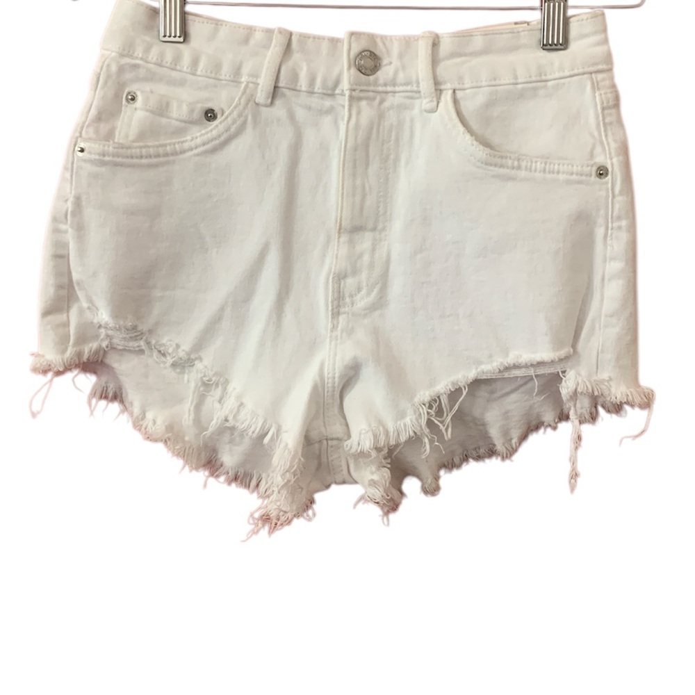 White Distressed Hi-Rise Shorts Women 4